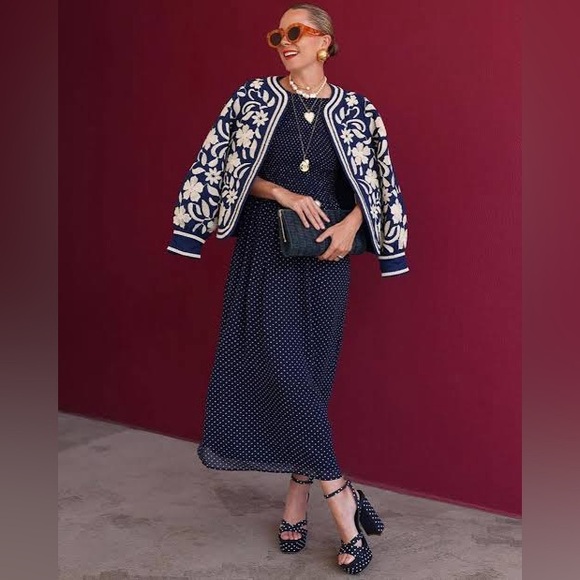 Hill House Cosima Nap Dress in Navy Polka Dot - Picture 2 of 10